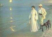 Peder Severin Kroyer Summer Evening on the Skagen Beach The Artist and hs Wife (nn02) oil painting